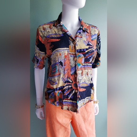 Laura Kieffer for Susan Burrowes Beautiful Vintage Print Blouse πβ¨πβ¨π - Picture 6 of 11